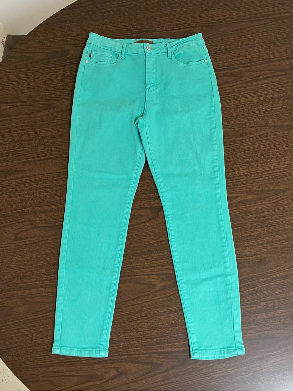 Judy Blue High Rise Garment Dyed Slim Jeans Womens 11/30 Aquamarine Teal JB88689